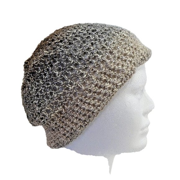 Multicolor Brown Black Cap Sparkly Designer Hat Soft Handmade Crochet Knit OS - Picture 1 of 7